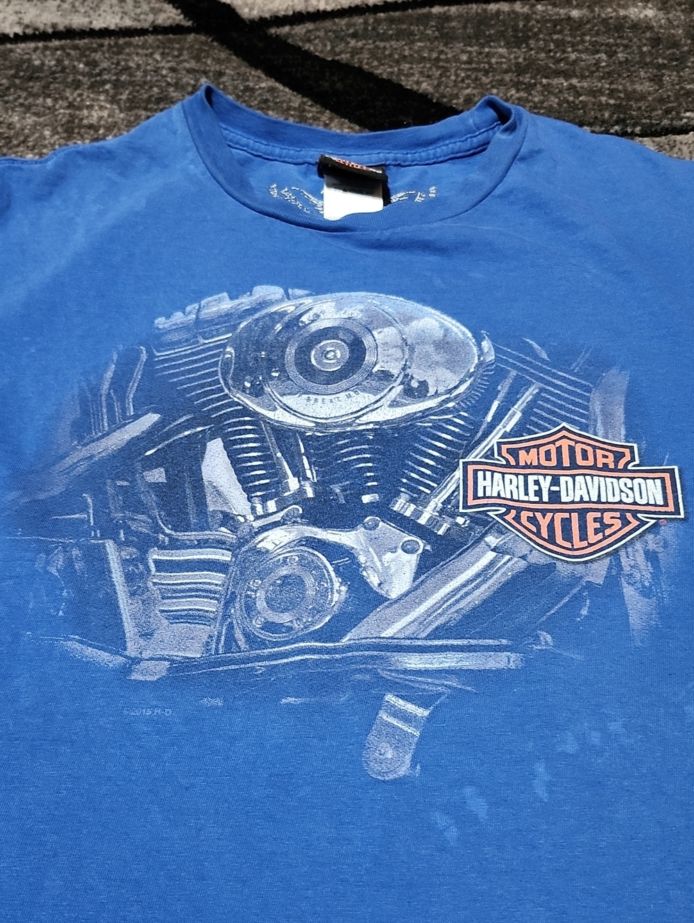 HARLEY DAVIDSON 2013 BLUE ENGINE GRAPHIC COTTON CREW-NECK SACRAMENTO TEE-SHIRT - Picture 2 of 15